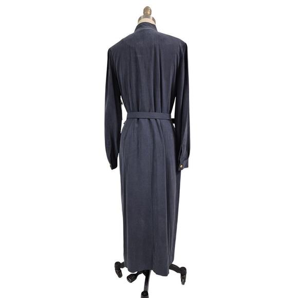 NWT Jack Mulqueen 90s 100% Sueded Silk muted Navy  Shirt dress/belt  Sz S/M  10 - Picture 4 of 8